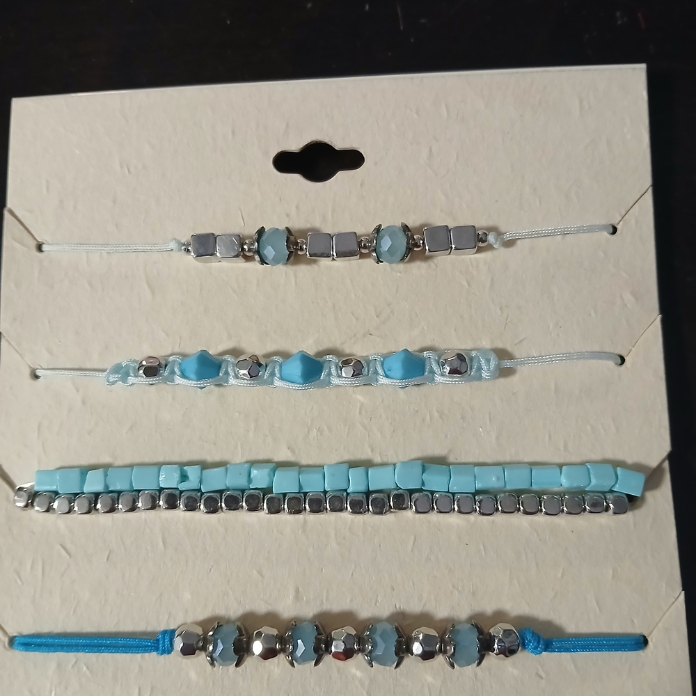 Chic Blue and Silver Bracelet Set